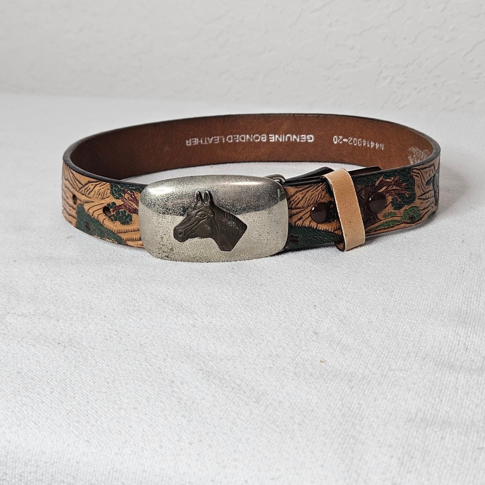 Nocona Belt Co Kids Western Horse Landscape Embossed Leather Belt Size 20‎  22